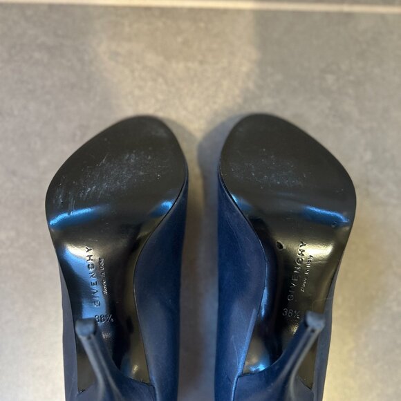 Givenchy Navy Leather Strappy Peep Toe Booties Size EU 38.5 - Picture 3 of 7